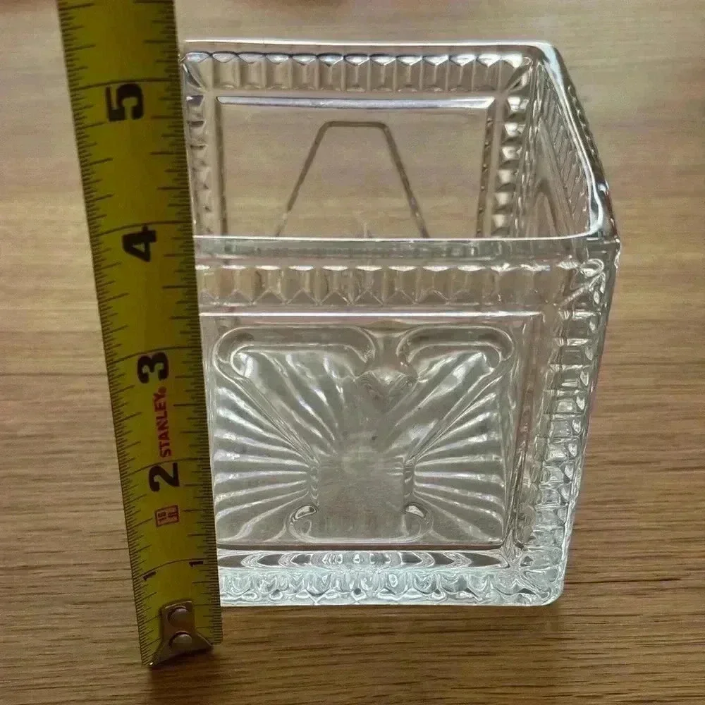 Decorative Glass Vase 3.5”x 4”, letters on outside spell BABY.
